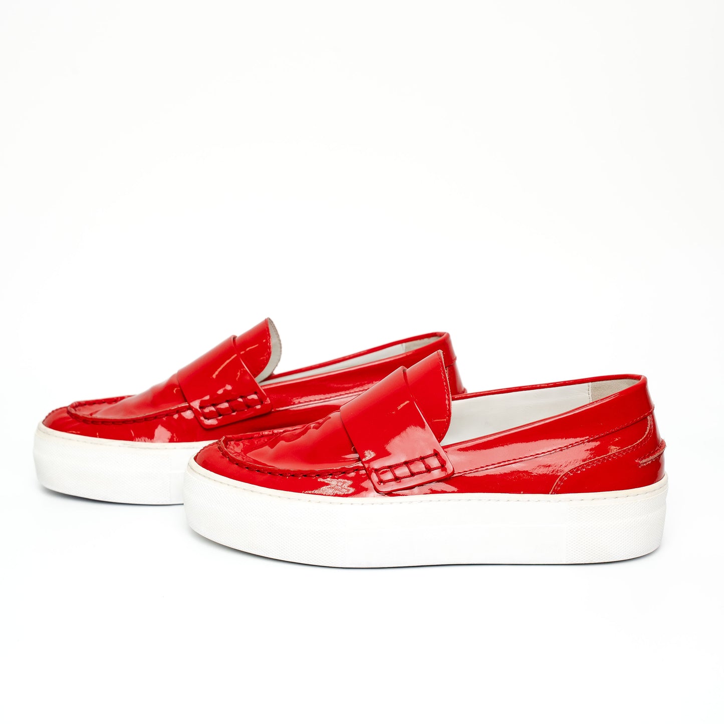 Moncler Red Patent Leather Platform Loafer Sneakers