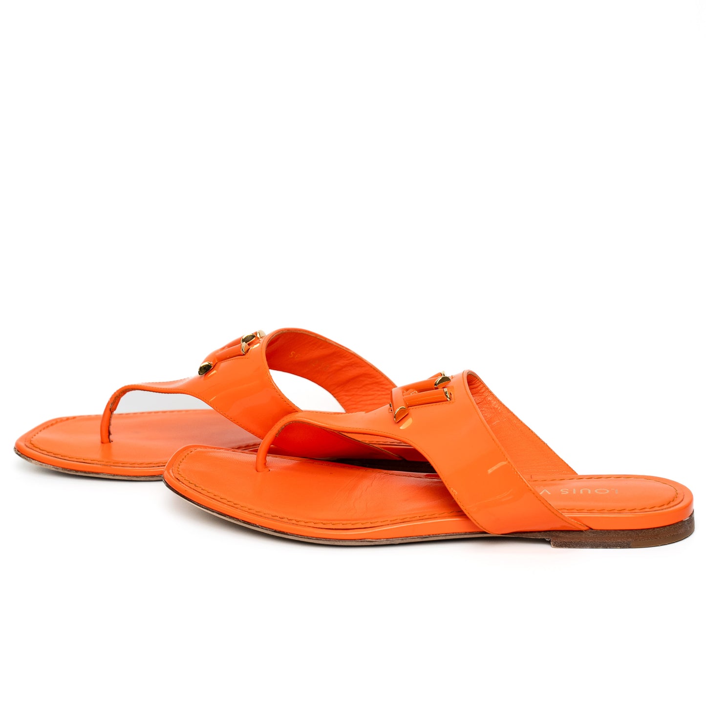 Louis Vuitton Shake Orange Leather Flip Flop Sandals