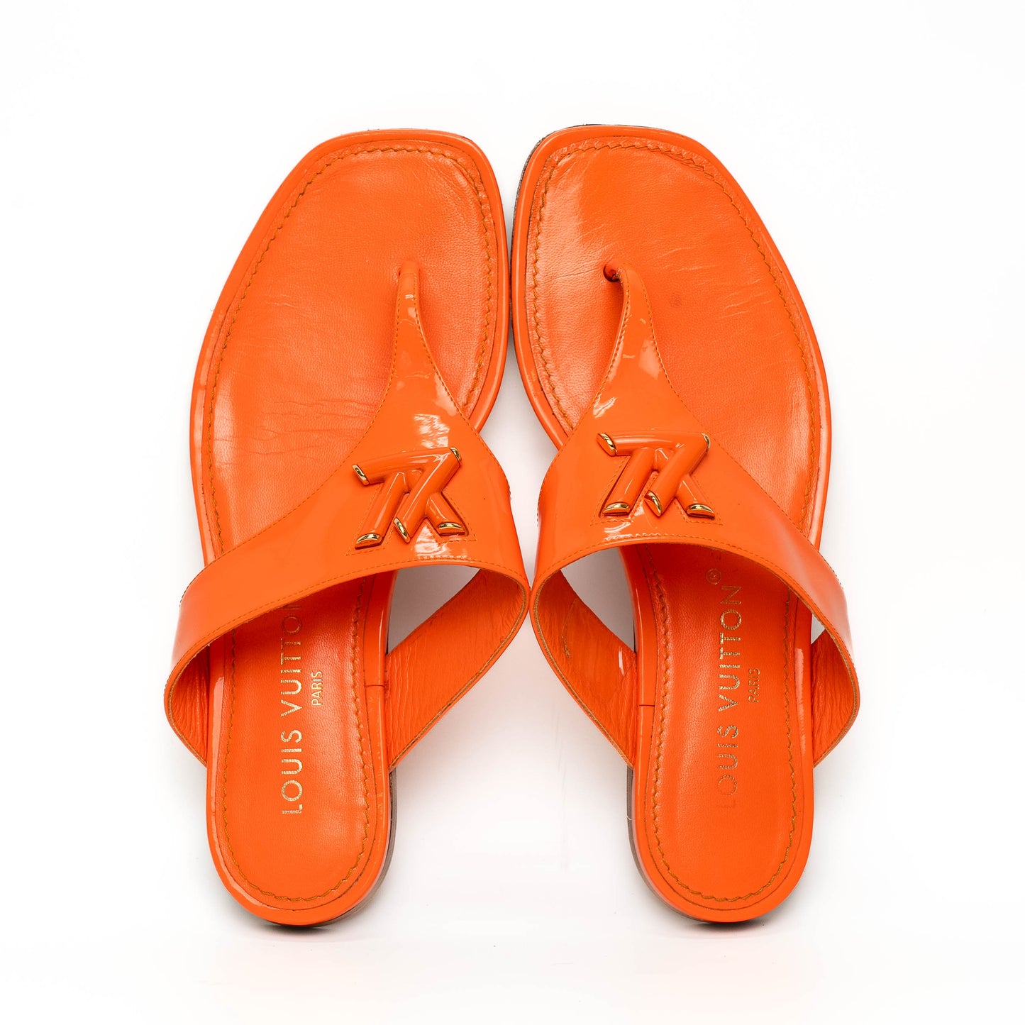 Louis Vuitton Shake Orange Leather Flip Flop Sandals
