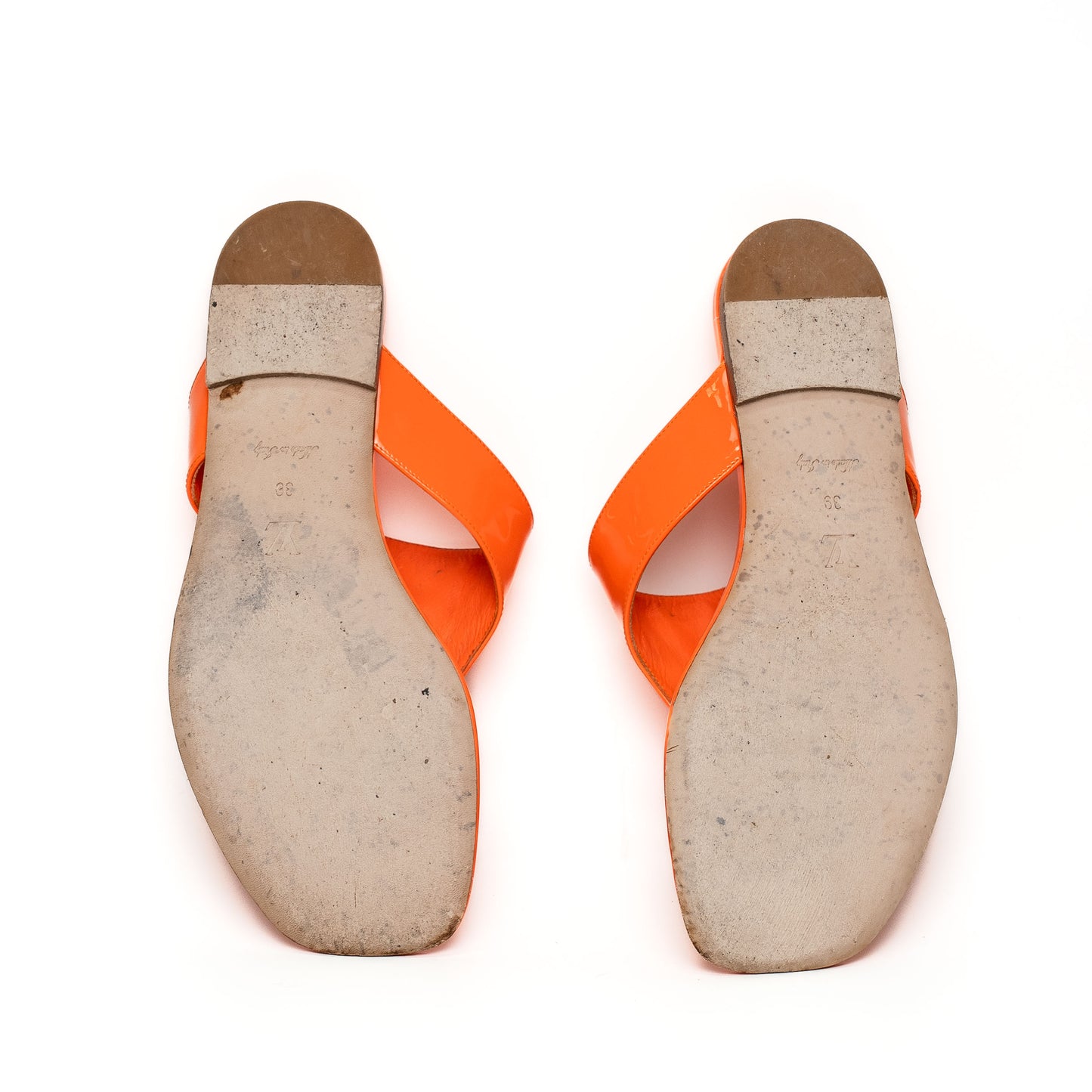 Louis Vuitton Shake Orange Leather Flip Flop Sandals