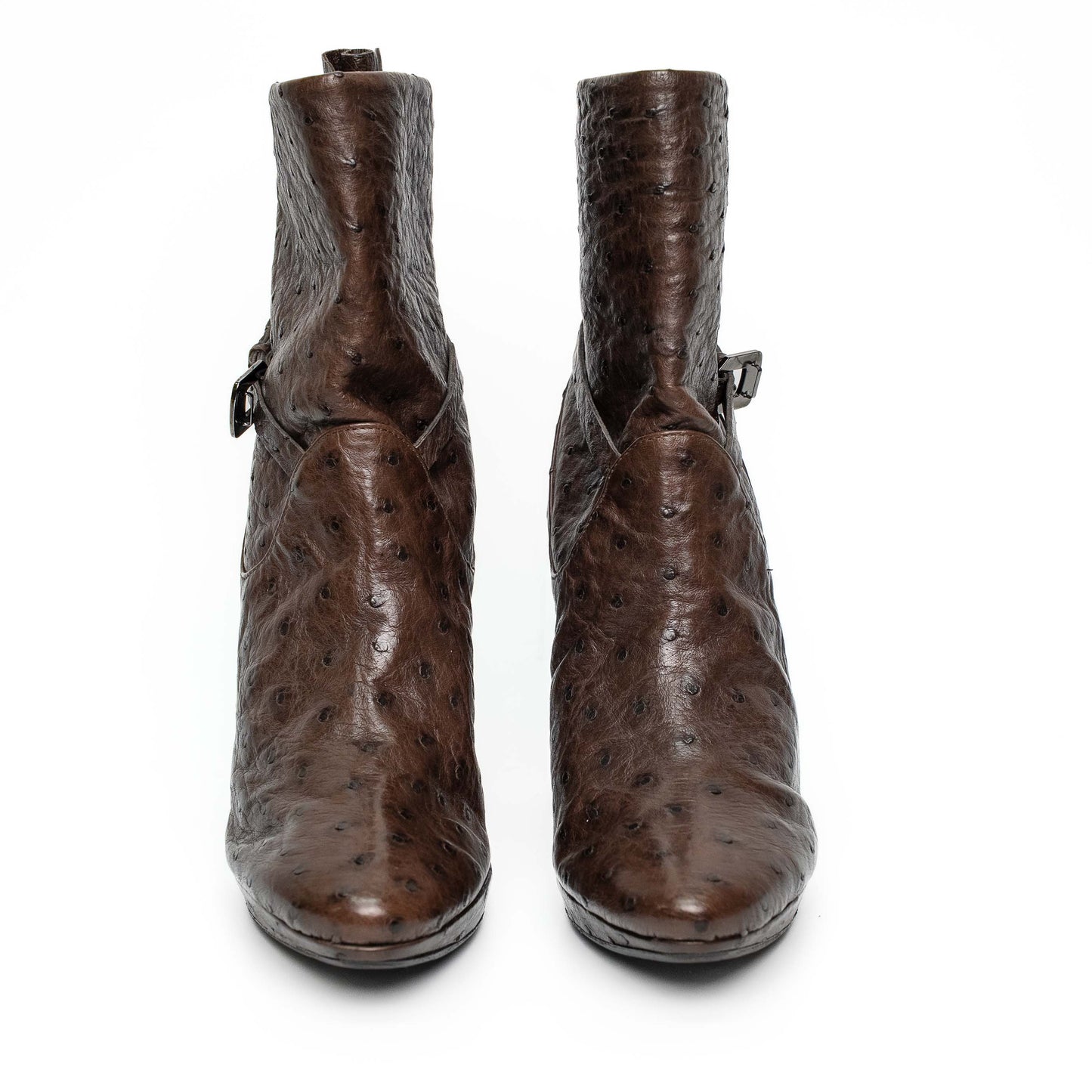 Giorgio Armani Brown Ostrich Leather Ankle Boots