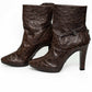 Giorgio Armani Brown Ostrich Leather Ankle Boots