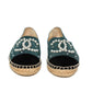 Chanel Pearl Logo Green Suede Espadrilles