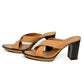Bally Brown Leather Cross Strap Heeled Sandals