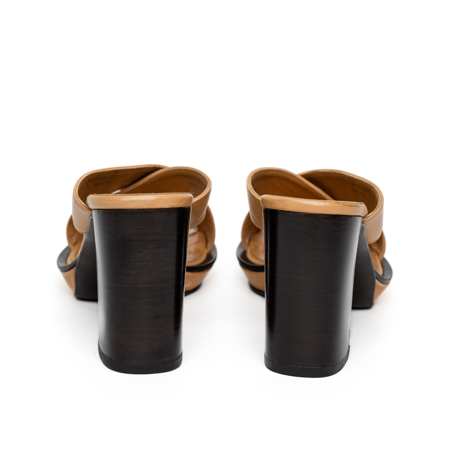 Bally Brown Leather Cross Strap Heeled Sandals