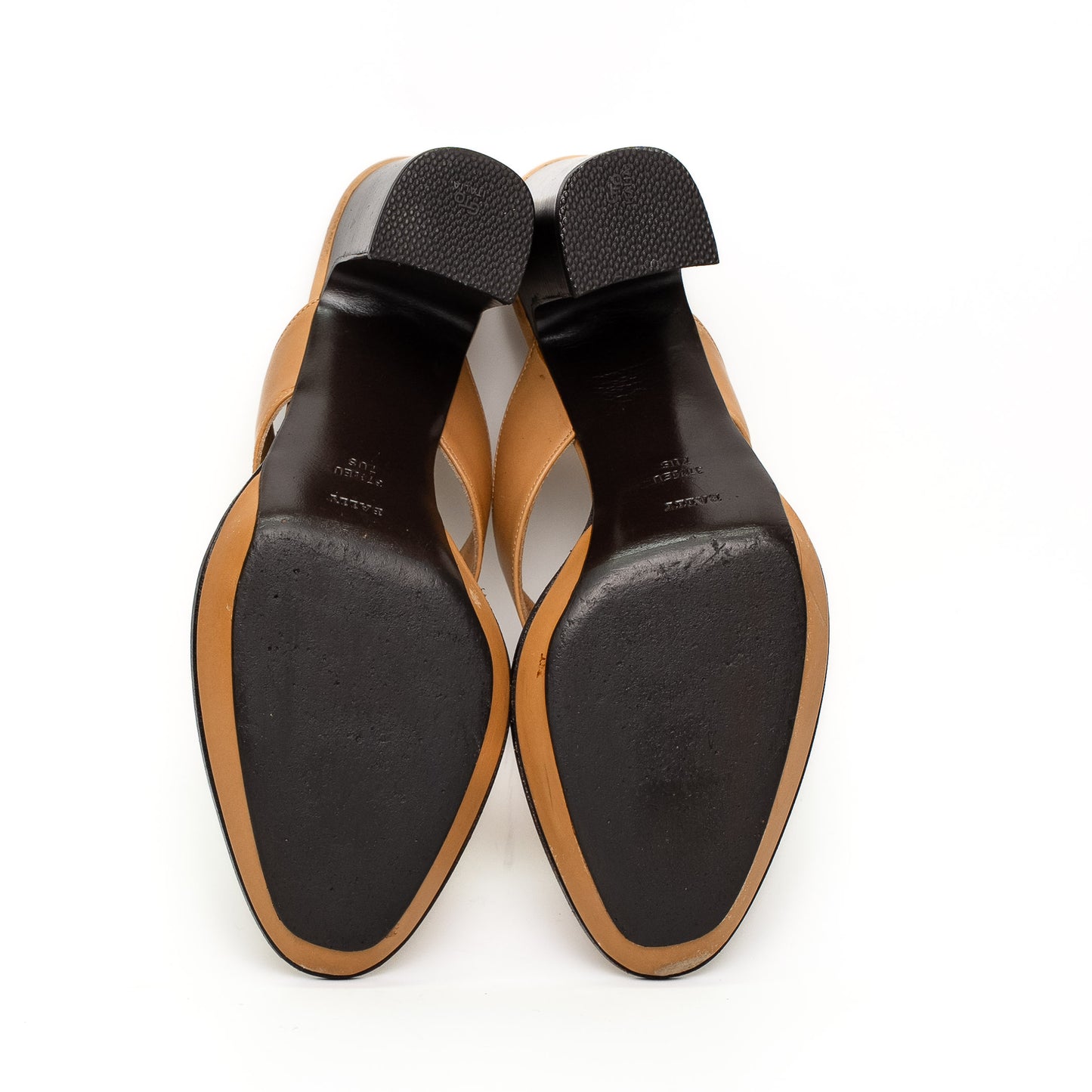 Bally Brown Leather Cross Strap Heeled Sandals
