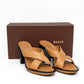 Bally Brown Leather Cross Strap Heeled Sandals