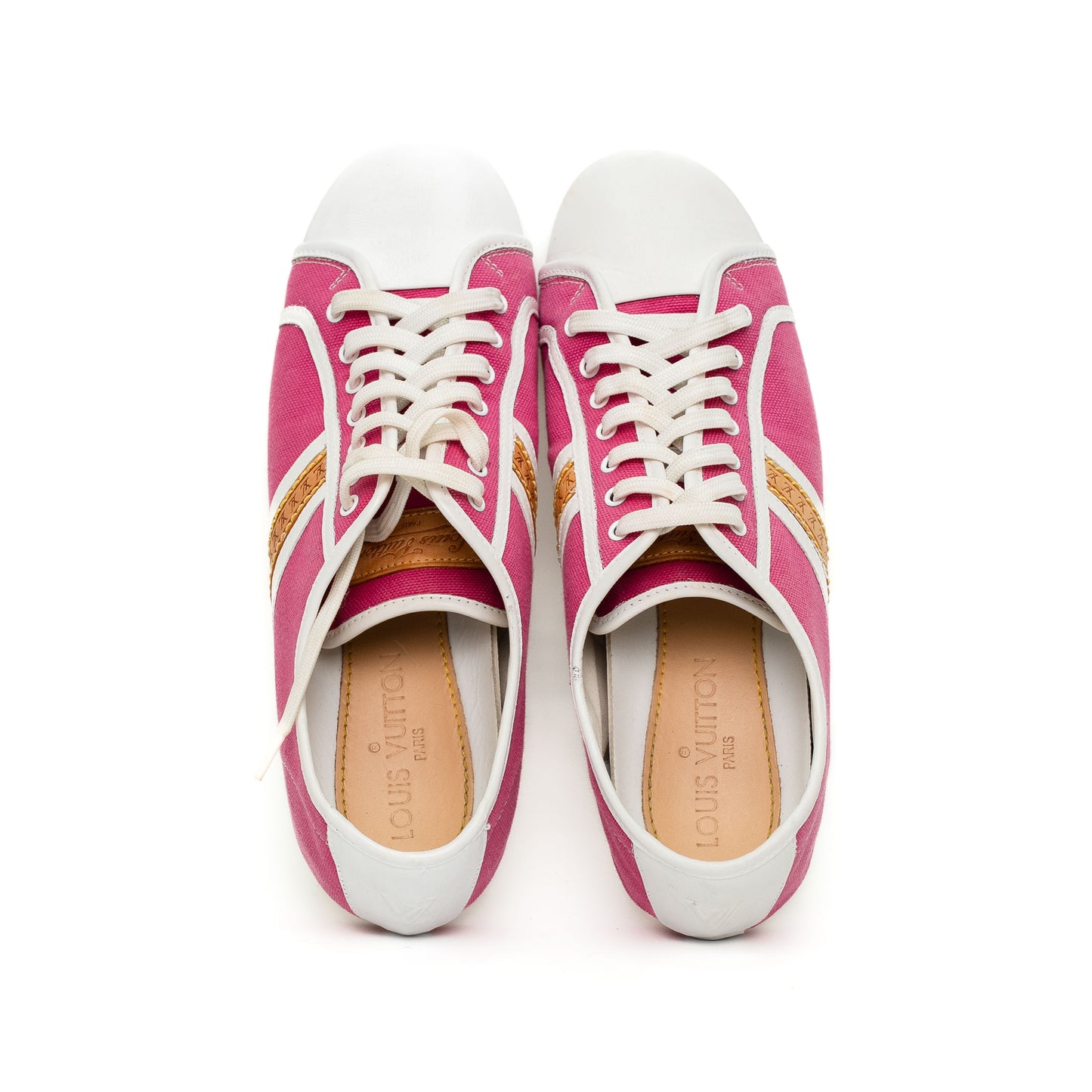 Louis Vuitton Pink Canvas Leather Low Sneakers