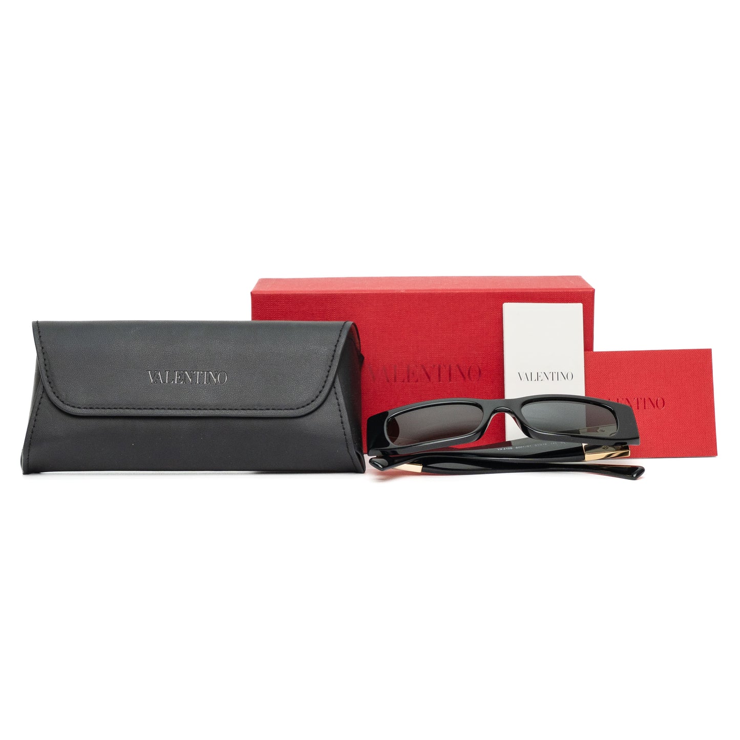 Valentino Black Rectangle Acetate Sunglasses
