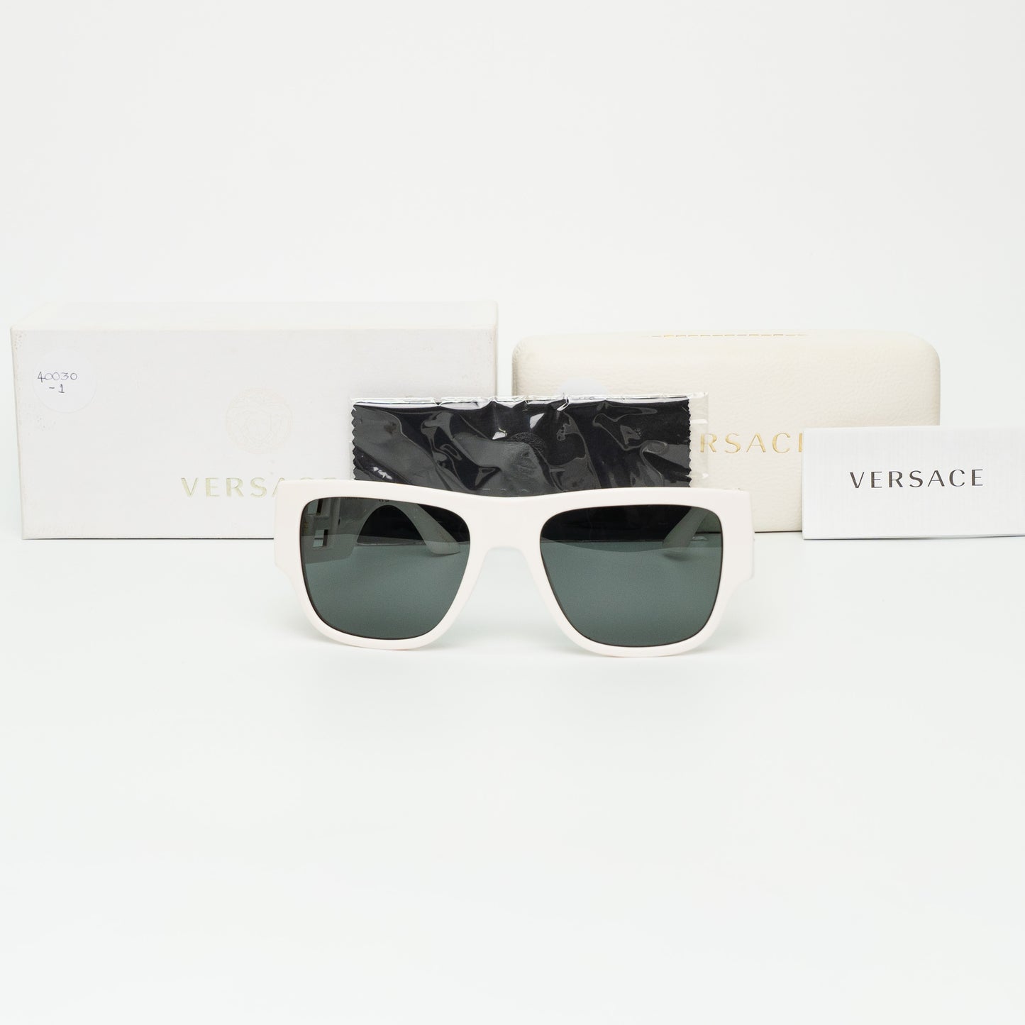 Versace White Rectangle Acetate Sunglasses
