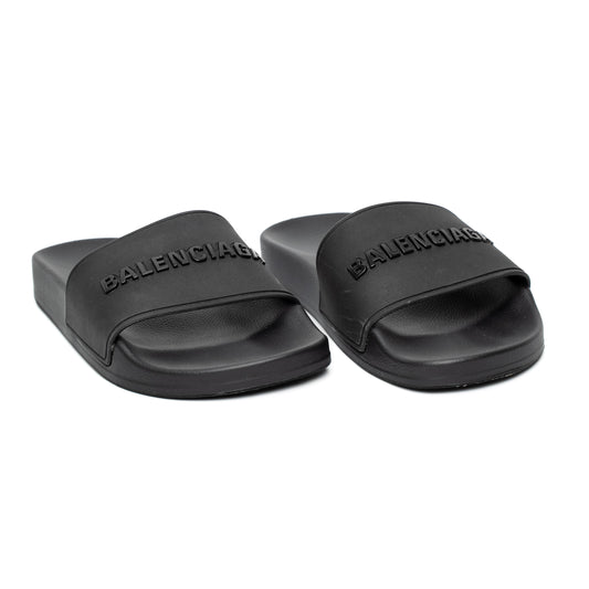 Balenciaga Pool Black Rubber Slides