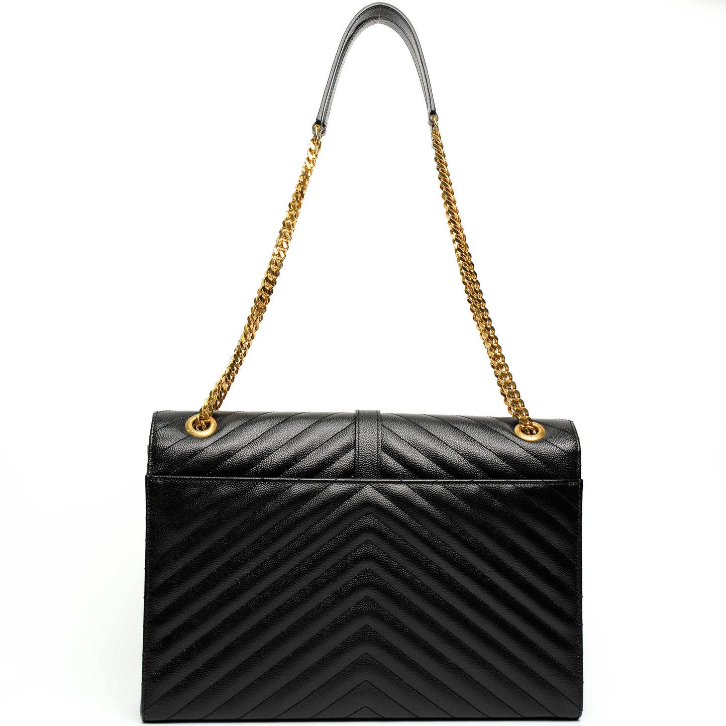 Saint Laurent Envelope Matelassé Black Leather Bag