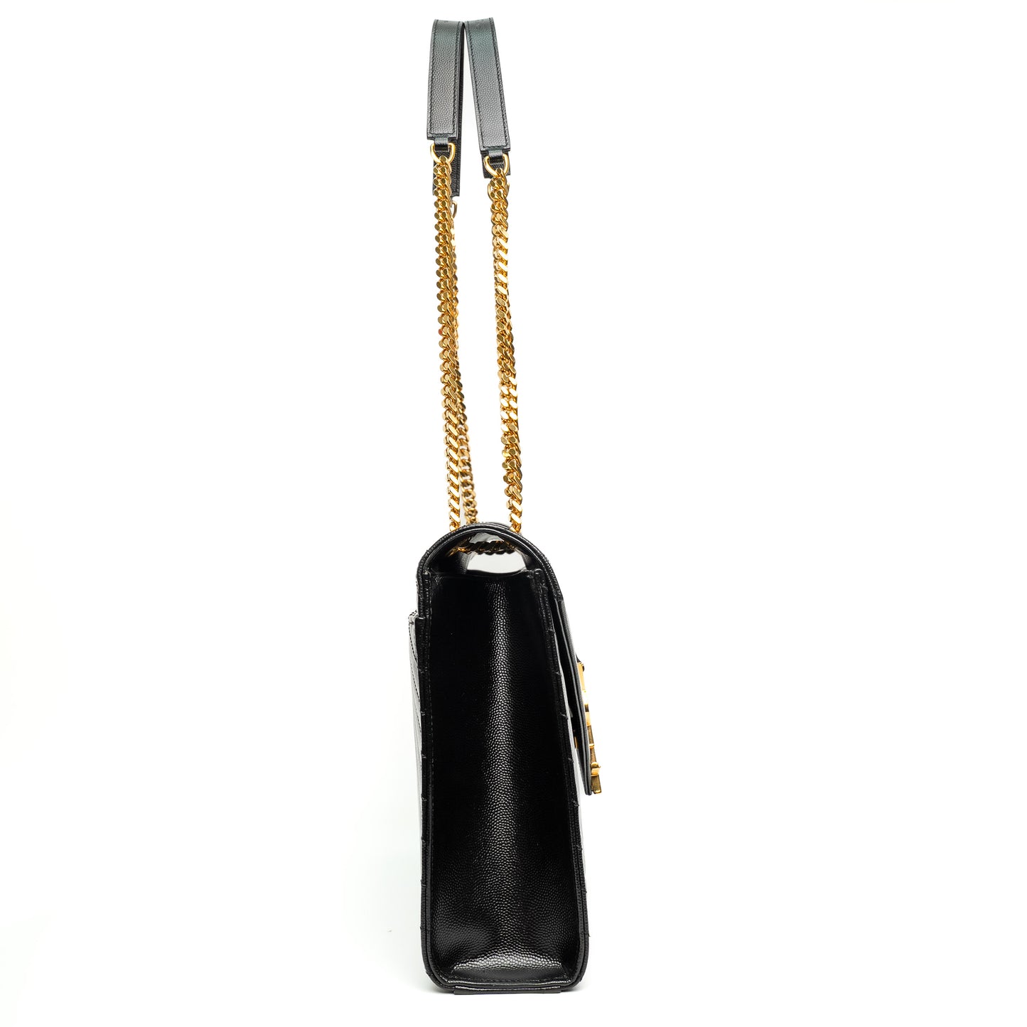 Saint Laurent Envelope Matelassé Black Leather Bag