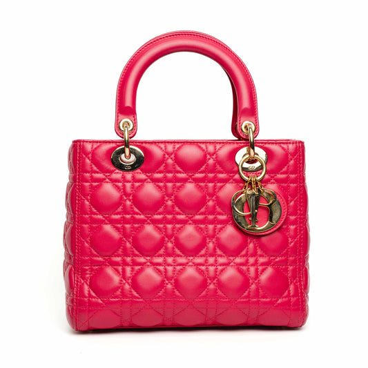 Christian Dior Lady Dior Medium Pink Lambskin Bag