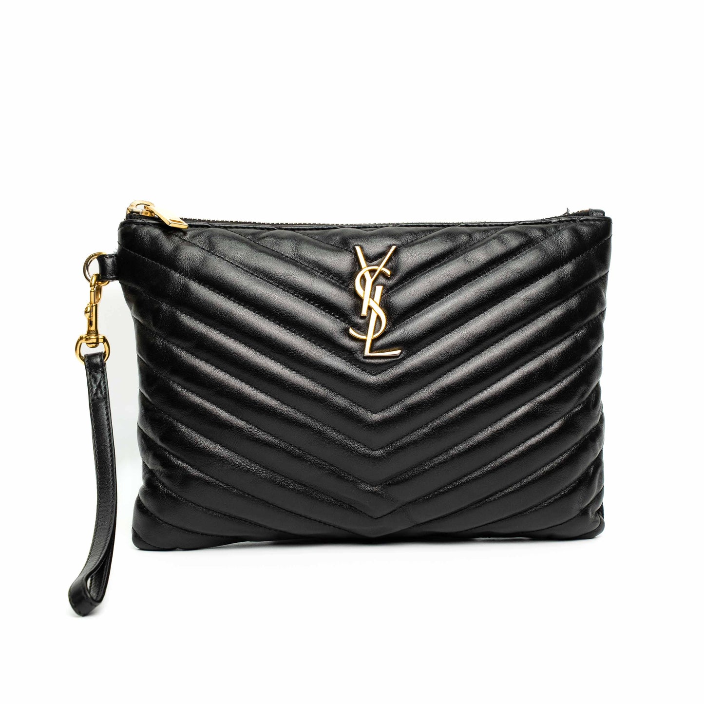 Saint Laurent Cassandre Black Leather Pouch