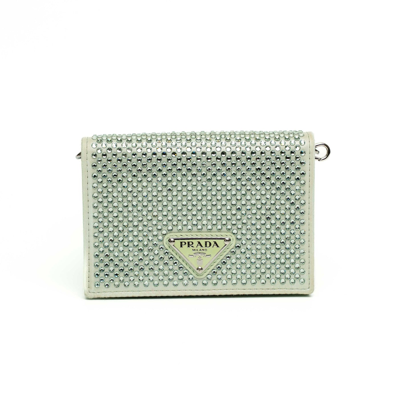 Prada Crystal Aqua Leather Mini Bag