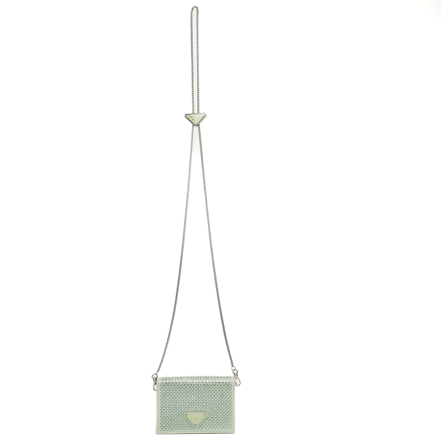 Prada Crystal Aqua Leather Mini Bag