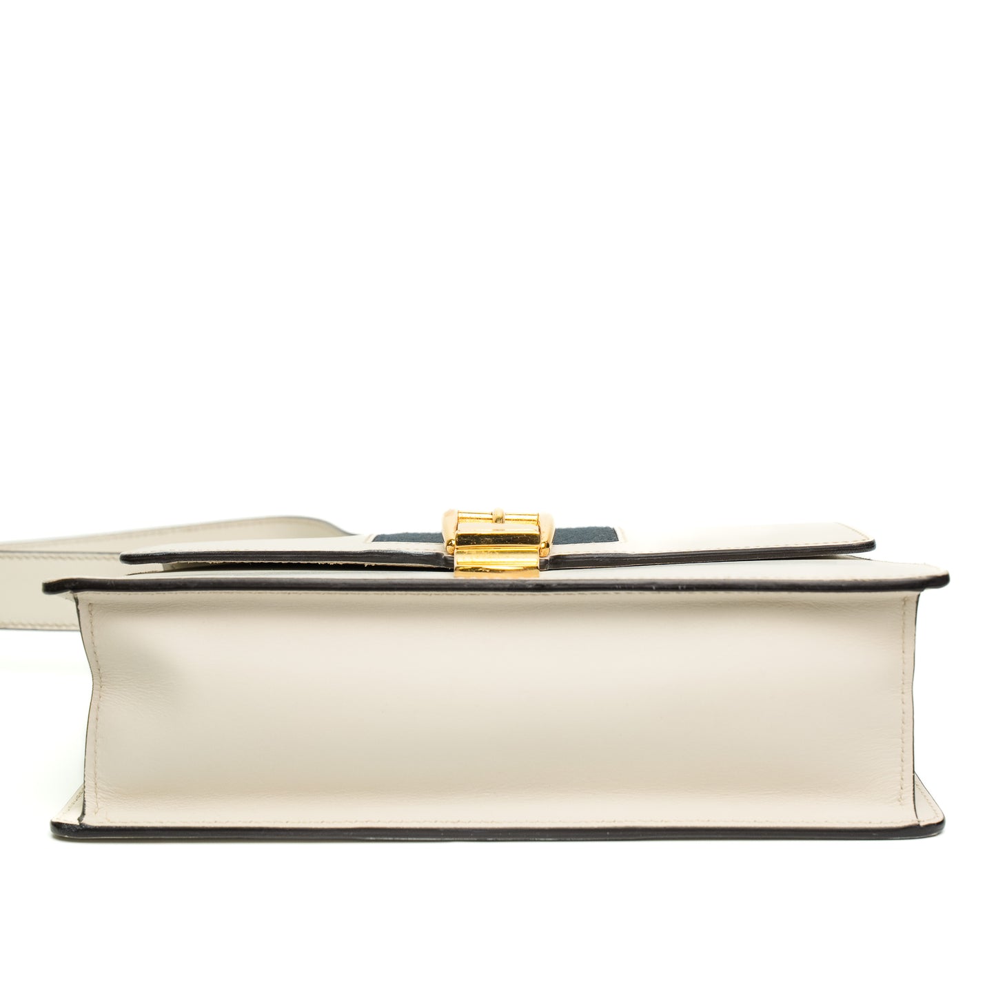 Gucci Sylvie White Calfskin Ribbon Shoulder Bag