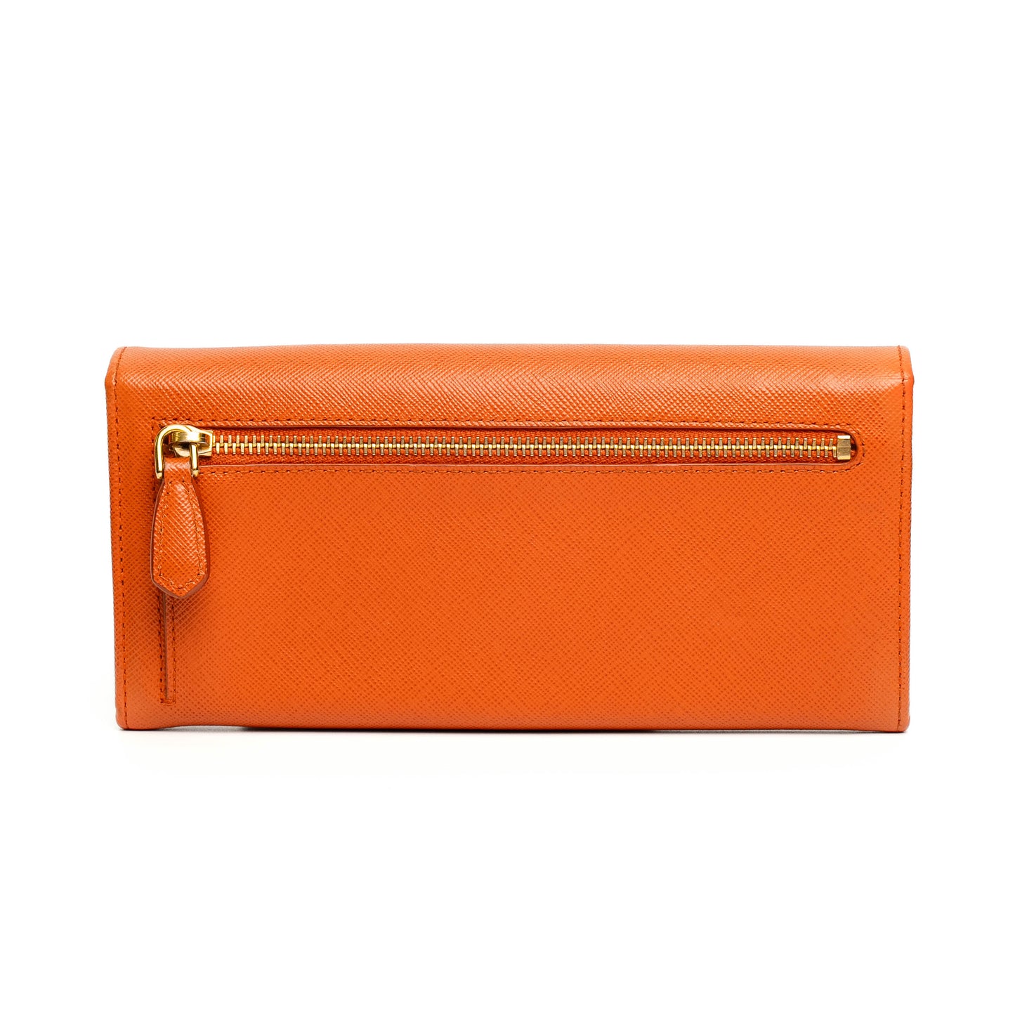 Prada Saffiano Papaya Leather Continental Wallet