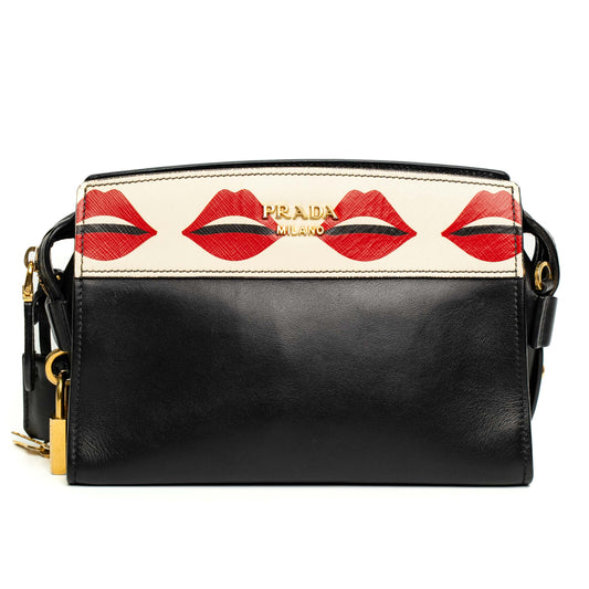 Prada Esplanade Lips Print Saffiano Crossbody Bag