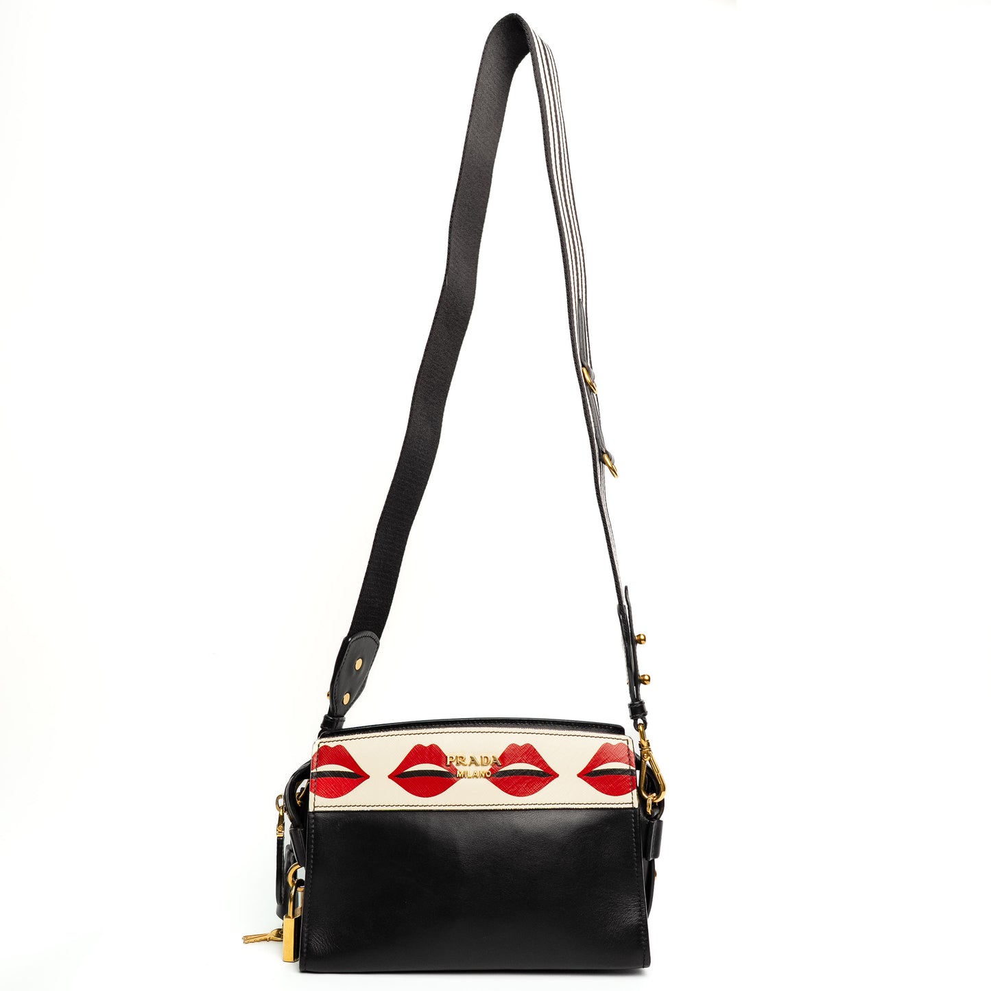 Prada Esplanade Lips Print Saffiano Crossbody Bag