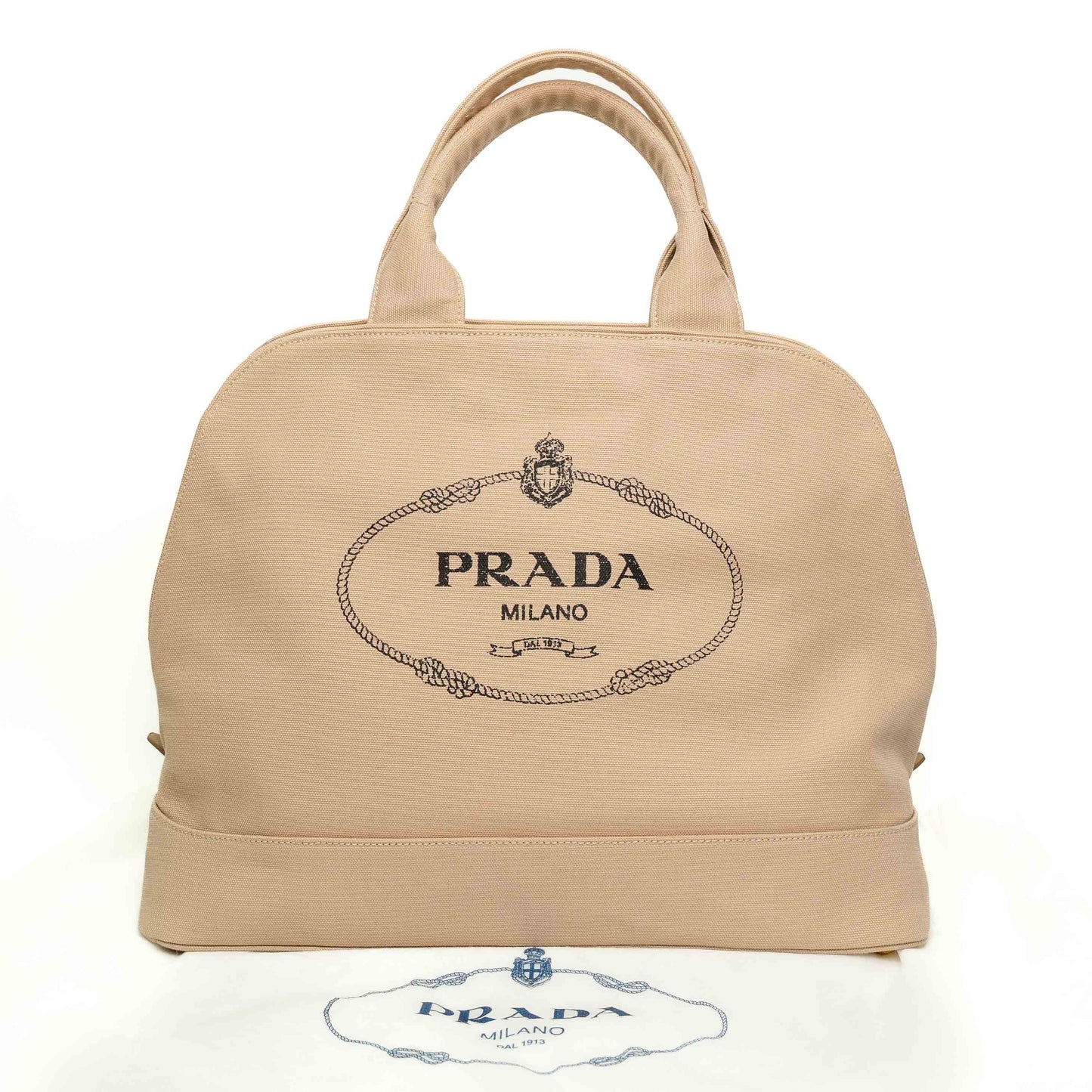 Prada Canapa Logo Beige Canvas Tote Bag