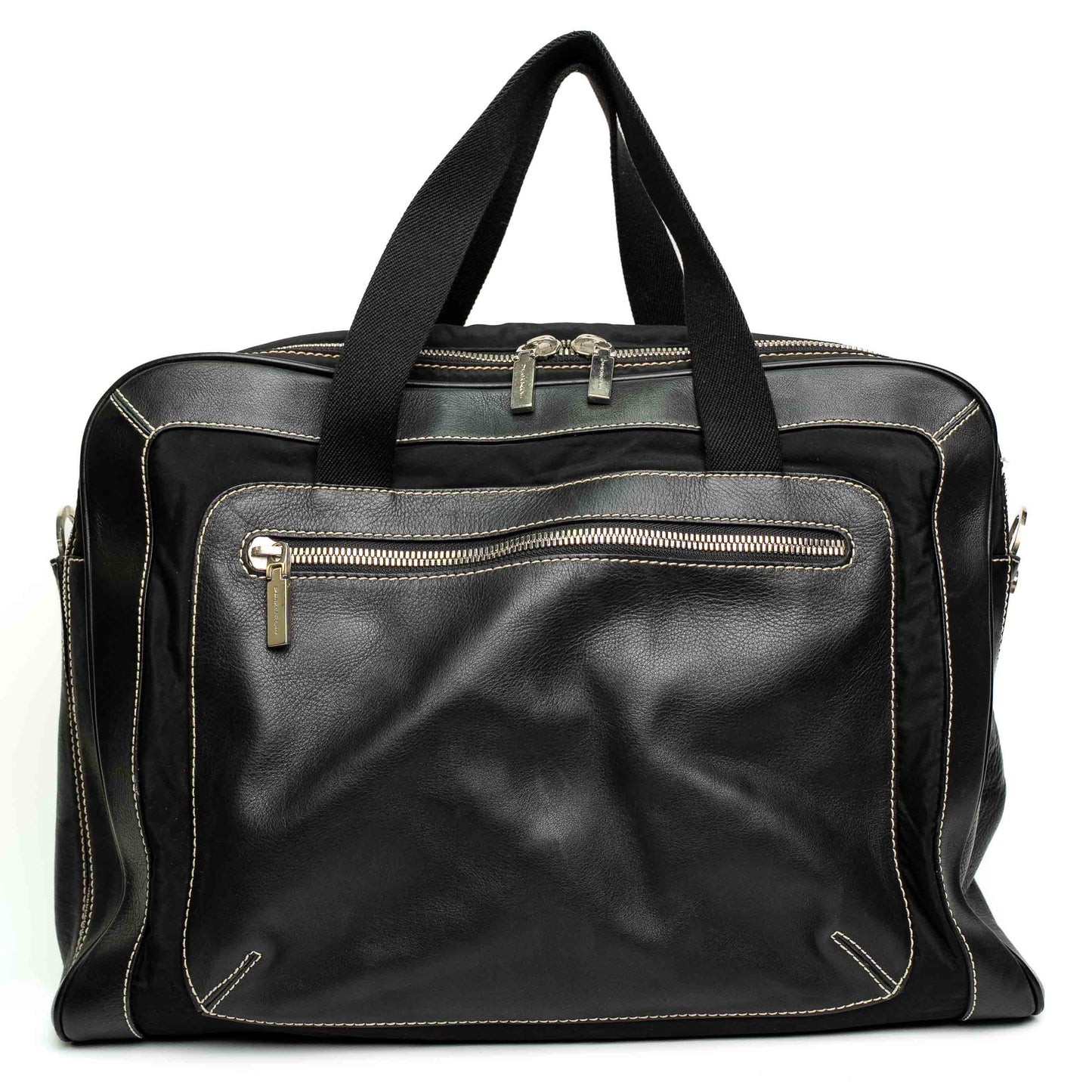 Versace Black Calfskin Leather Business Travel Bag