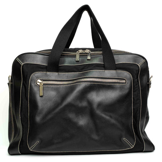 Versace Black Calfskin Leather Business Travel Bag