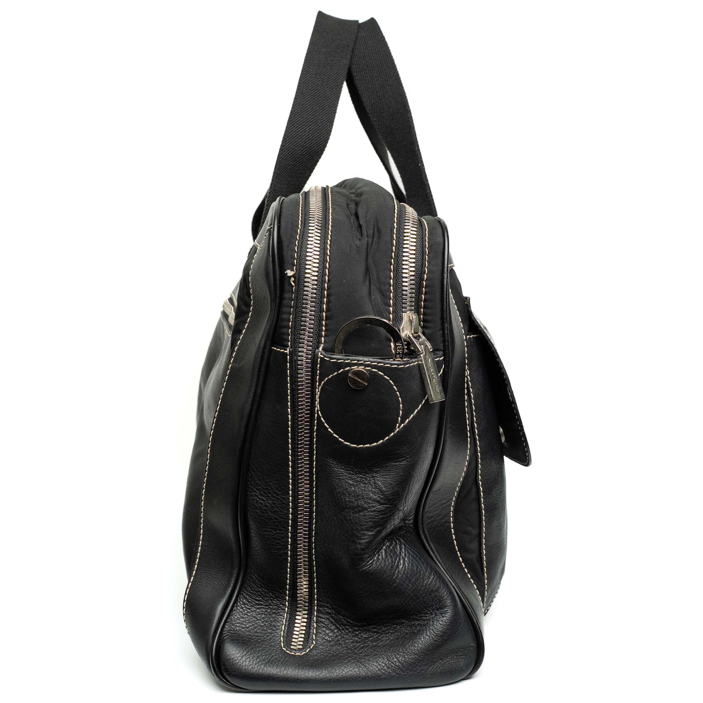 Versace Black Calfskin Leather Business Travel Bag