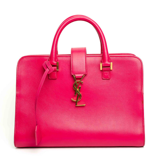 Saint Laurent Cabas YSL Pink Leather Top Handle Bag