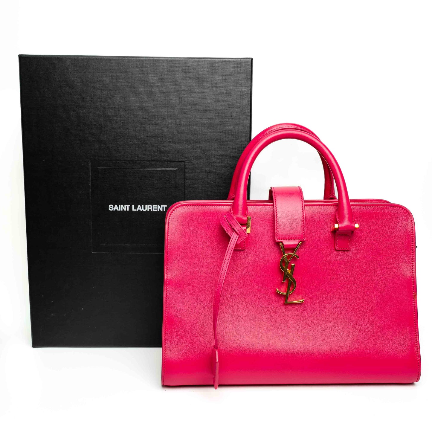 Saint Laurent Cabas YSL Pink Leather Top Handle Bag