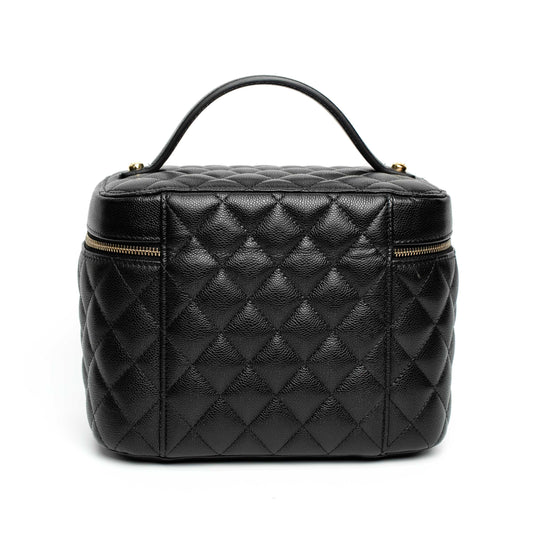 Chanel Quilted Vanity Case in Black Caviar Leather