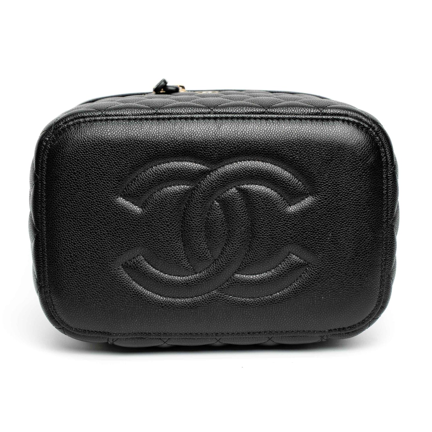 Chanel Quilted Vanity Case in Black Caviar Leather