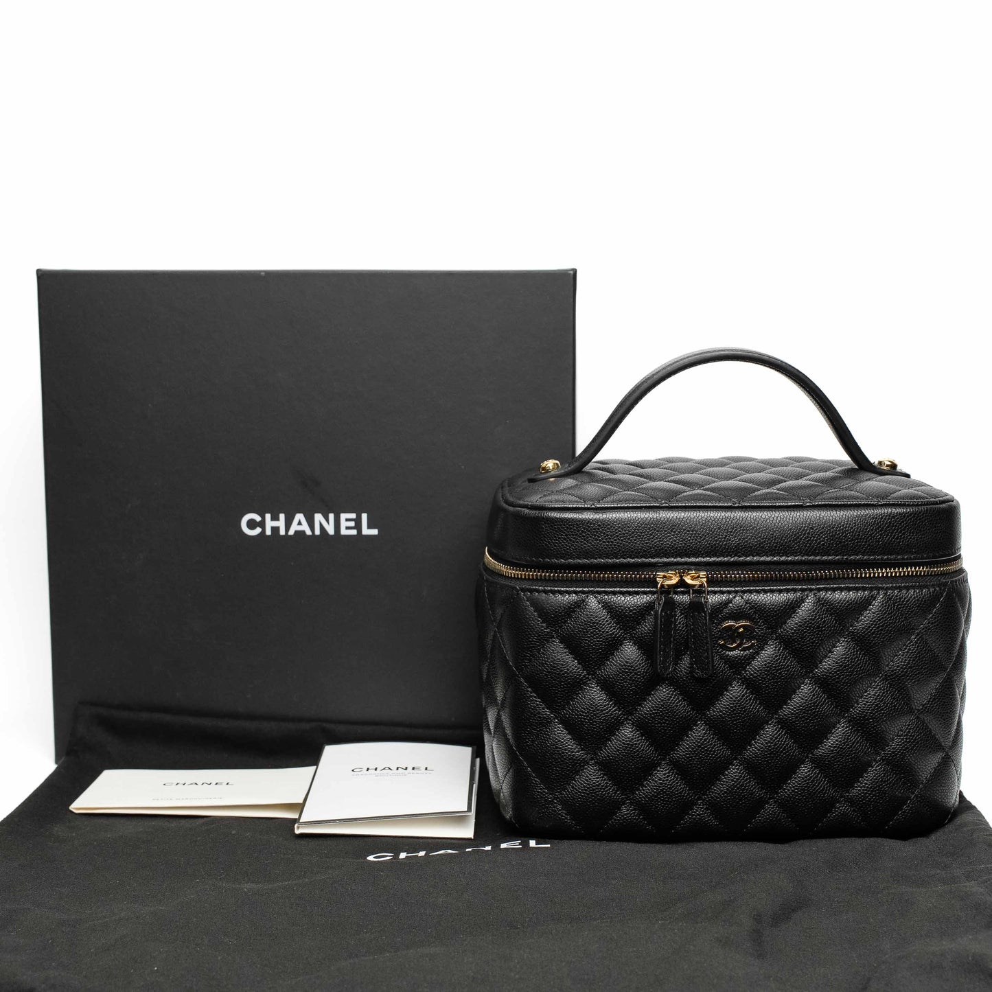 Chanel Quilted Vanity Case in Black Caviar Leather