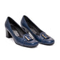 Salvatore Ferragamo Navy Leather Pump Heels
