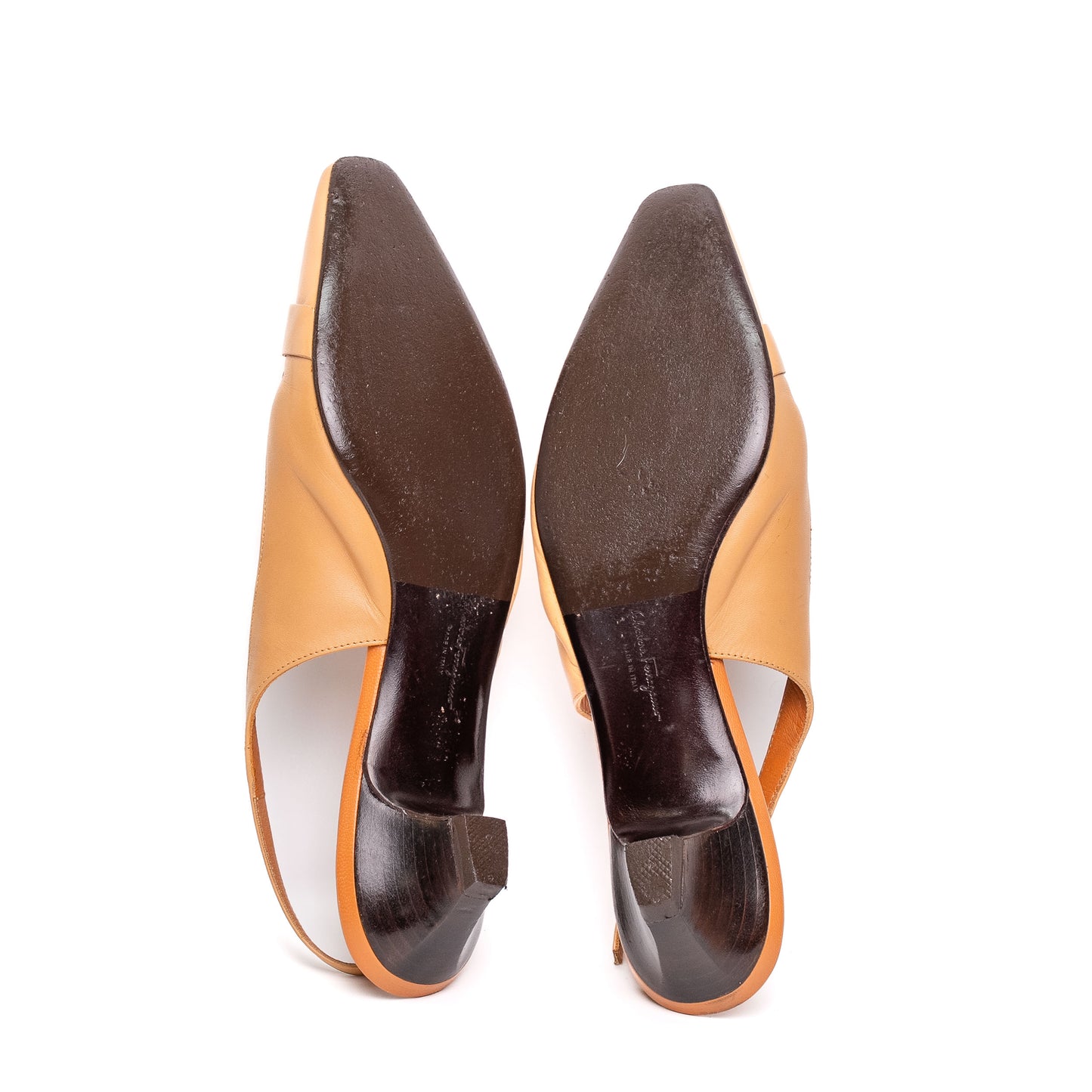 Salvatore Ferragamo Tan Slingback Heels