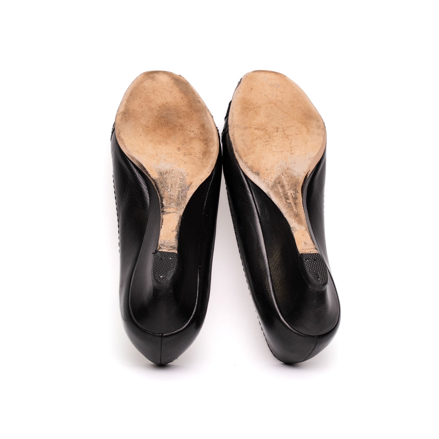 Salvatore Ferragamo Black Leather Wedge Heels