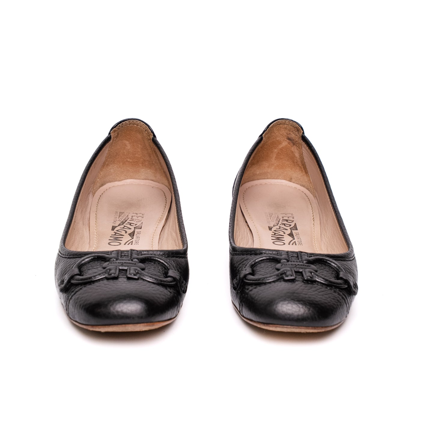 Salvatore Ferragamo Black Leather Ballet Flats