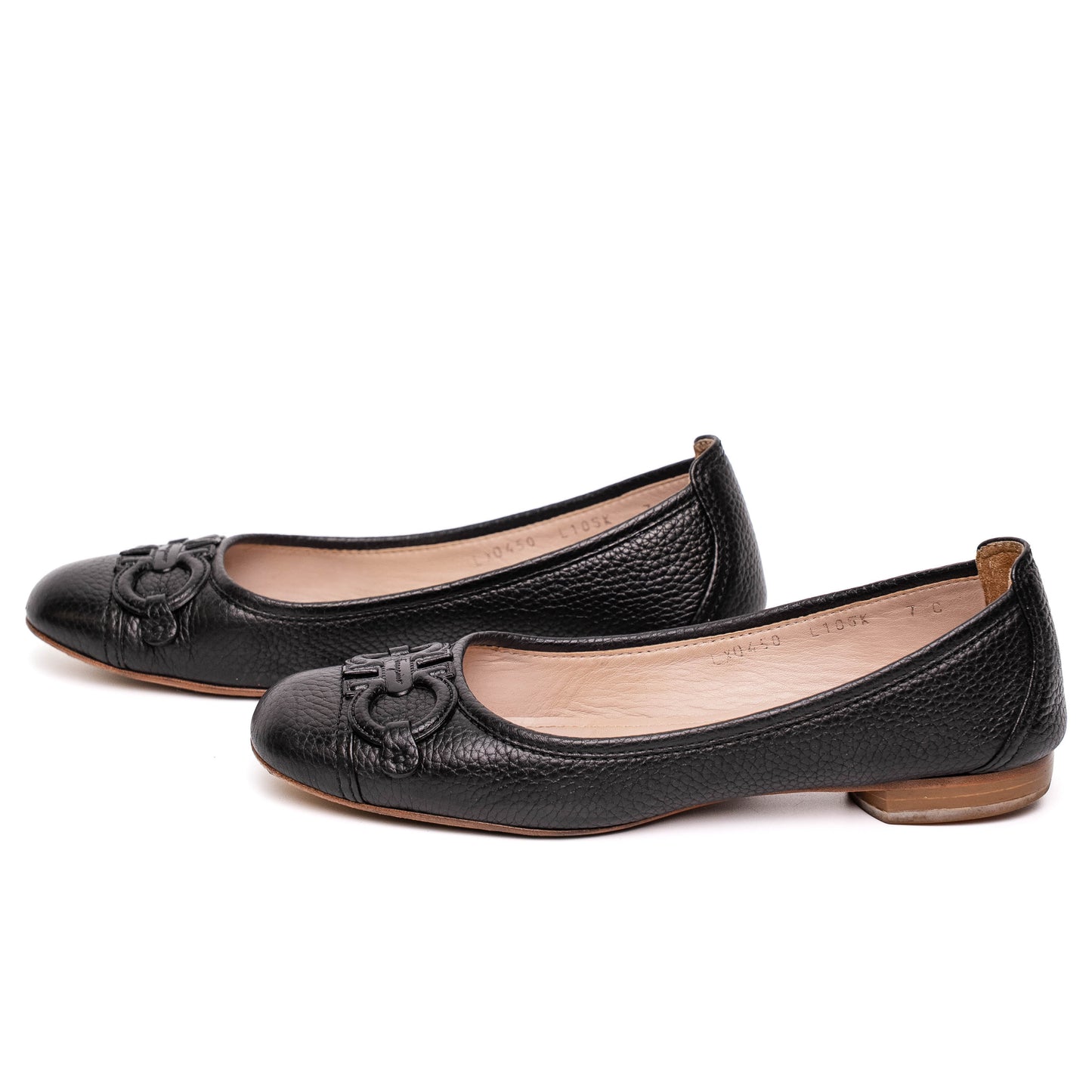 Salvatore Ferragamo Black Leather Ballet Flats