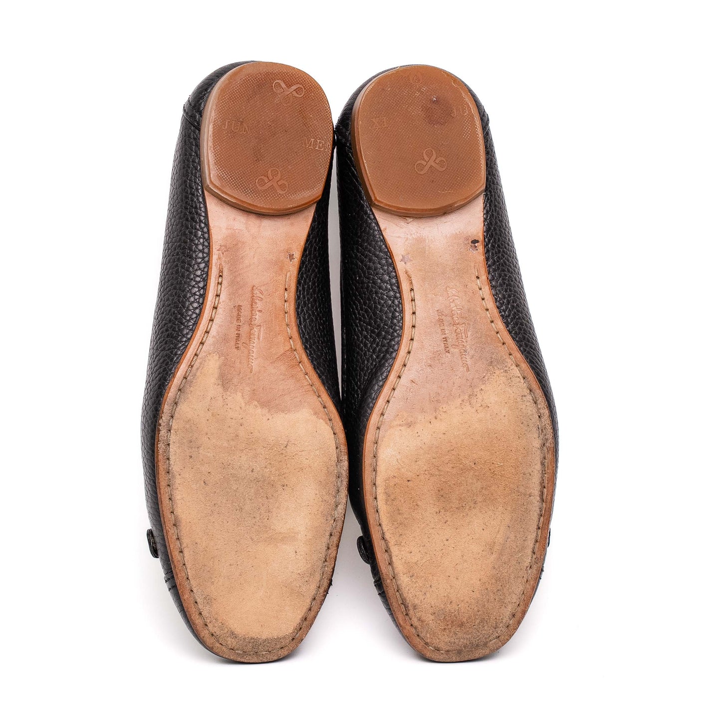 Salvatore Ferragamo Black Leather Ballet Flats
