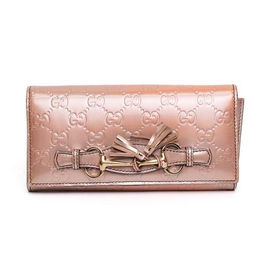 Gucci Emily Guccissima Patent Leather Chain Wallet