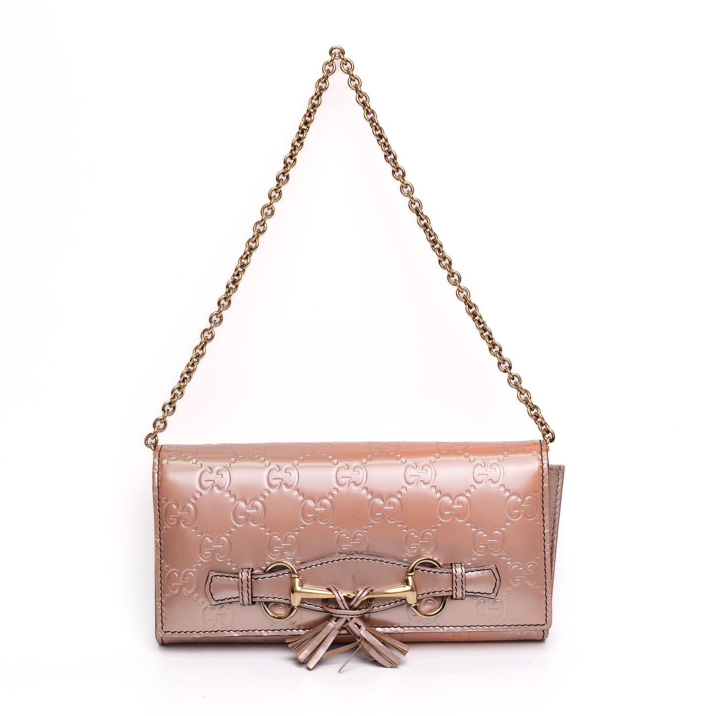 Gucci Emily Guccissima Patent Leather Chain Wallet