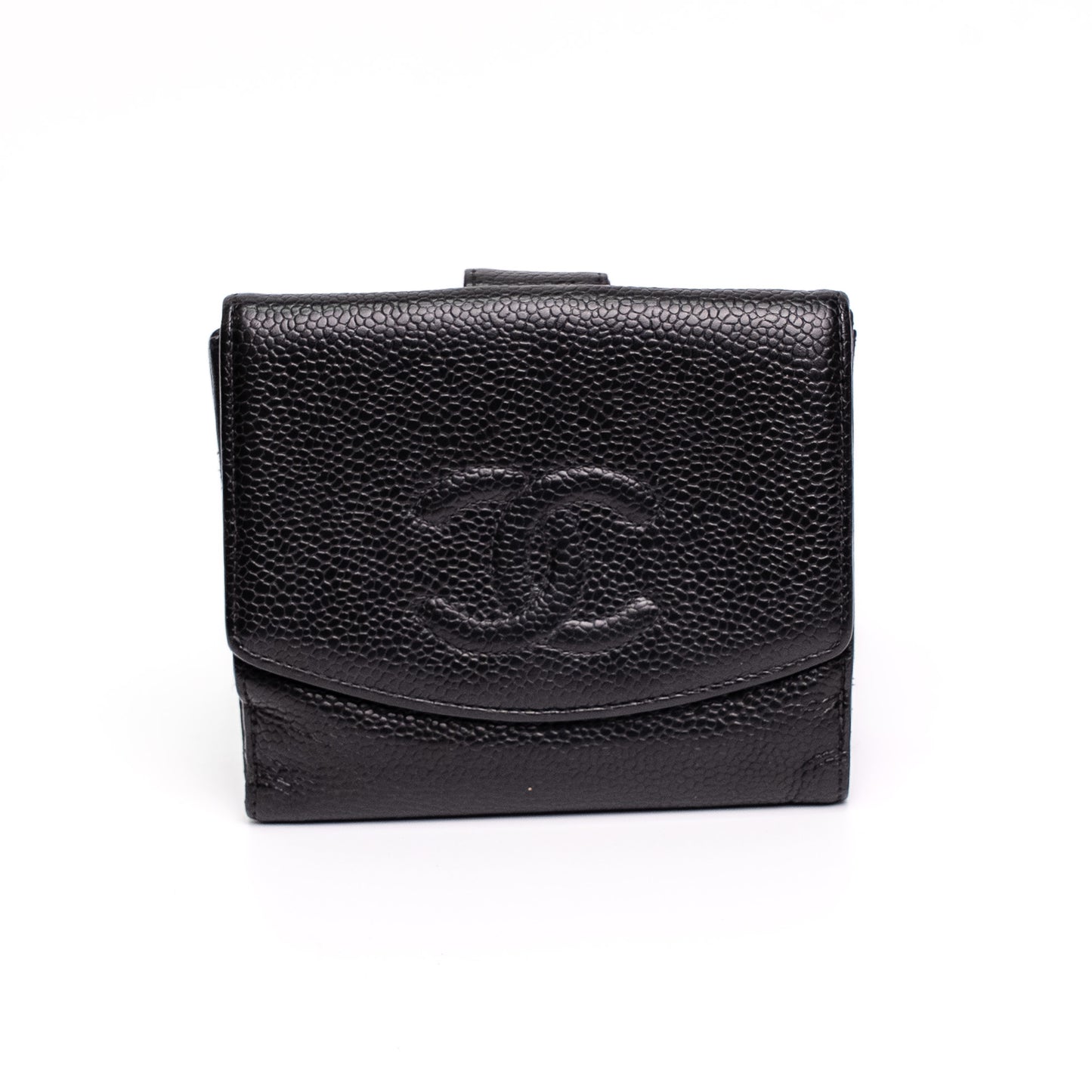 Chanel CC Caviar Leather Black Compact Wallet