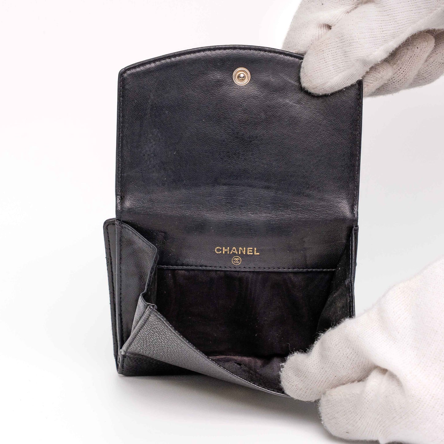 Chanel CC Caviar Leather Black Compact Wallet