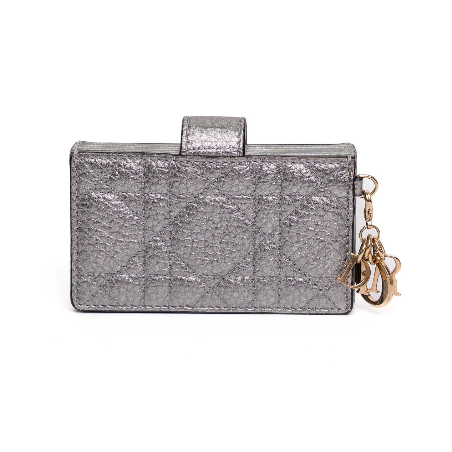 Dior Lady Dior Cannage Silver Leather Card Holder