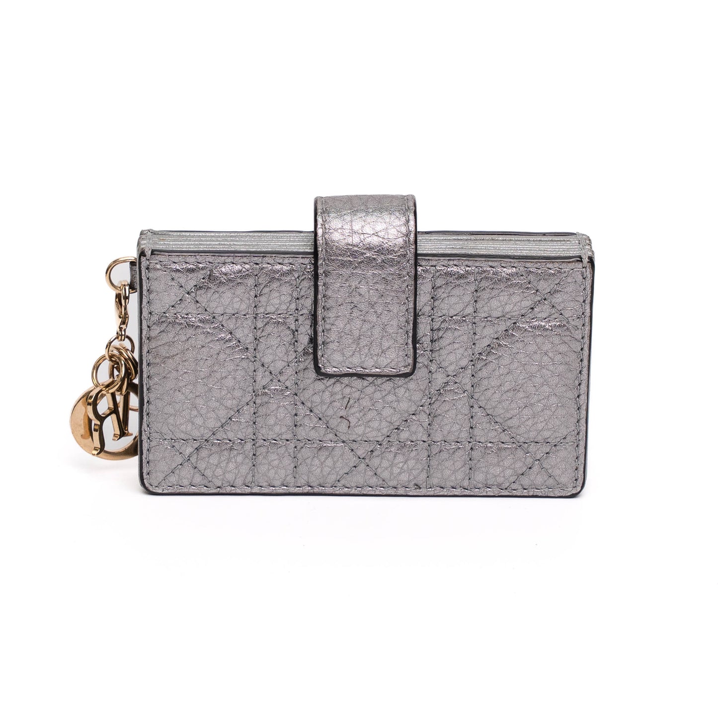 Dior Lady Dior Cannage Silver Leather Card Holder