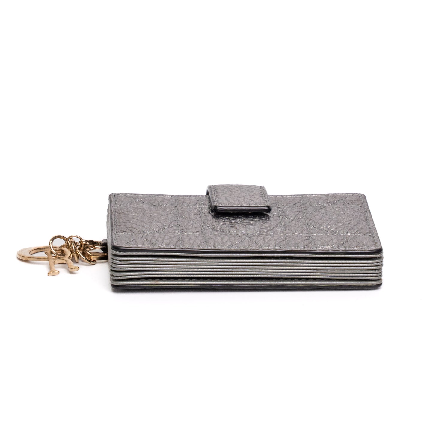 Dior Lady Dior Cannage Silver Leather Card Holder