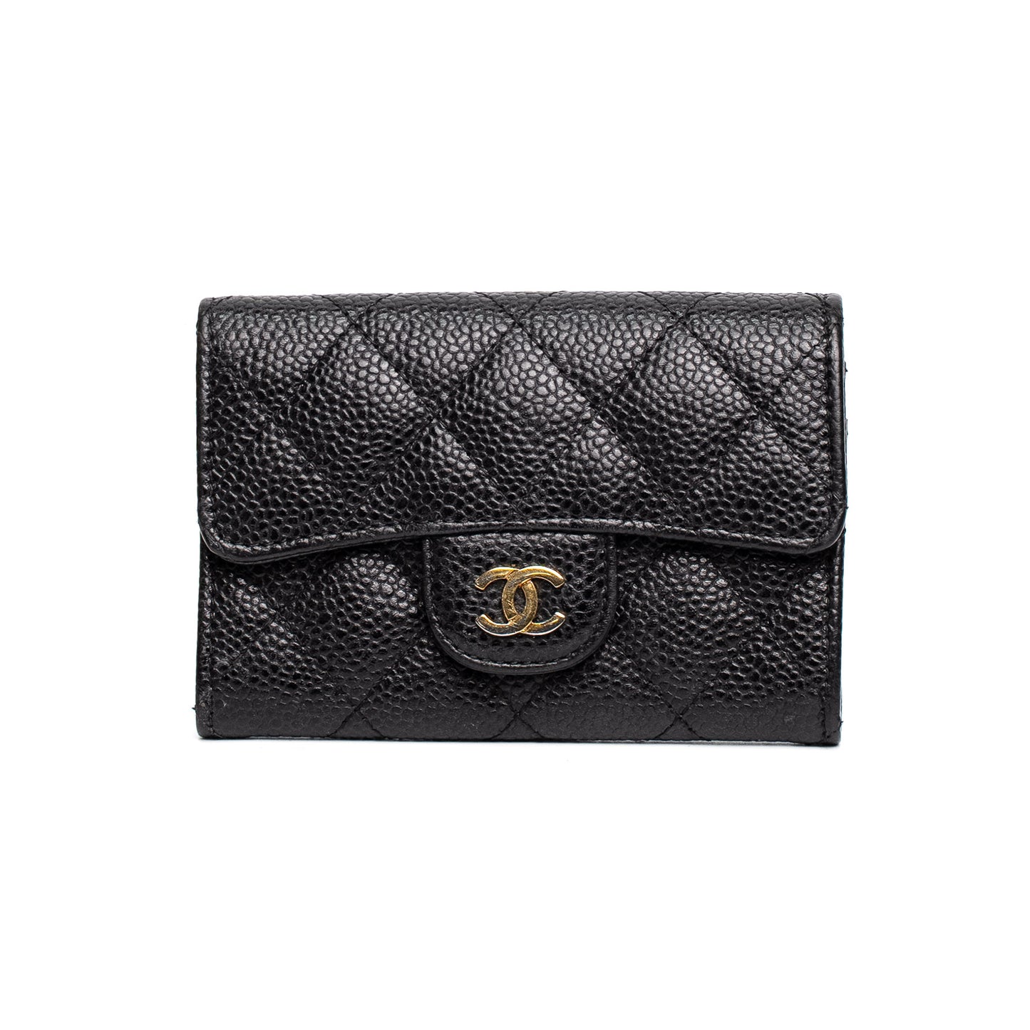 Chanel Caviar Quilted Black Flap Card Holder Wallet
