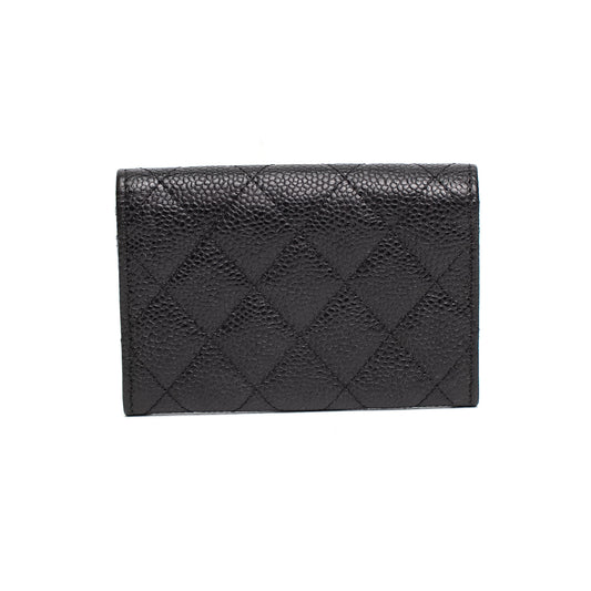 Chanel Caviar Quilted Black Flap Card Holder Wallet