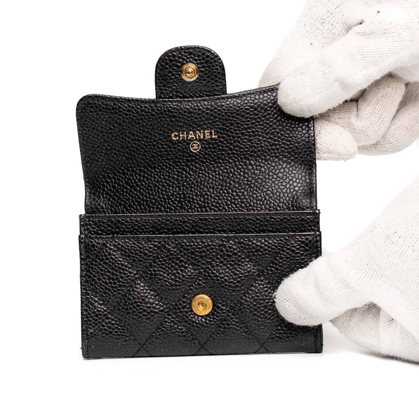 Chanel Caviar Quilted Black Flap Card Holder Wallet